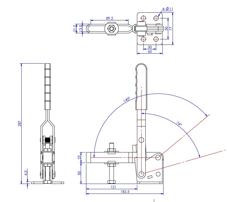 Acheter Toggle Clamp with vertical lever Adjustable arm Horizontal