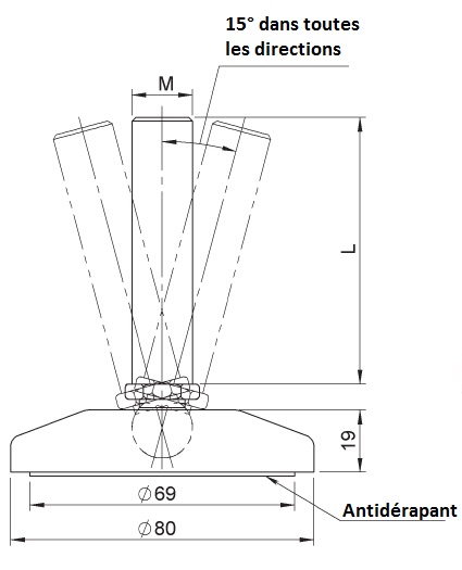 Pieds de machine Pied De Machine Sur Rotule - Diamètre 80mm  2