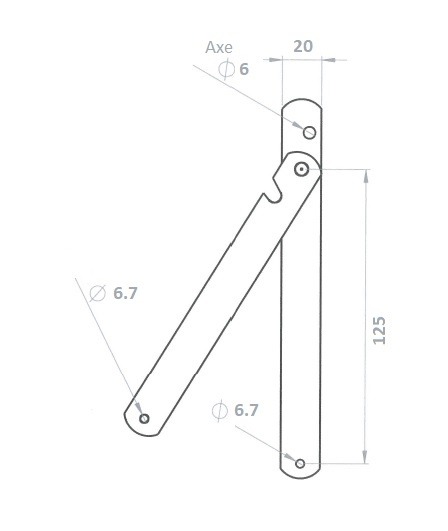 Compas tréteau - Lg 250mm - Paire droite et gauche - Zn Blanc